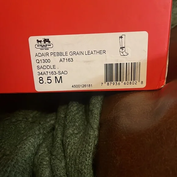 Adair Pebble Grain Leather COACH Boots - Saddle. Size 8.5 - Picture 10 of 10